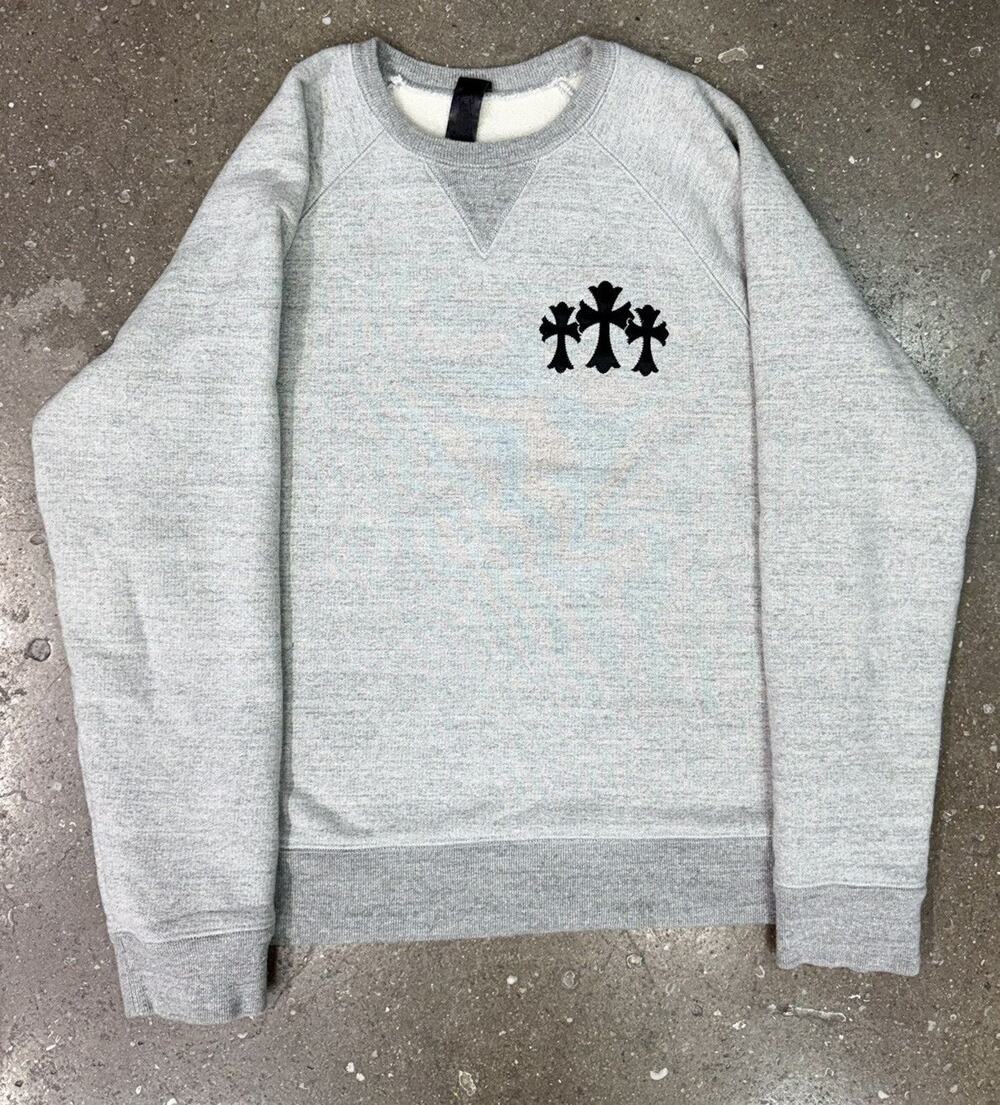 Chrome Hearts Triple Cross Grey Crewneck